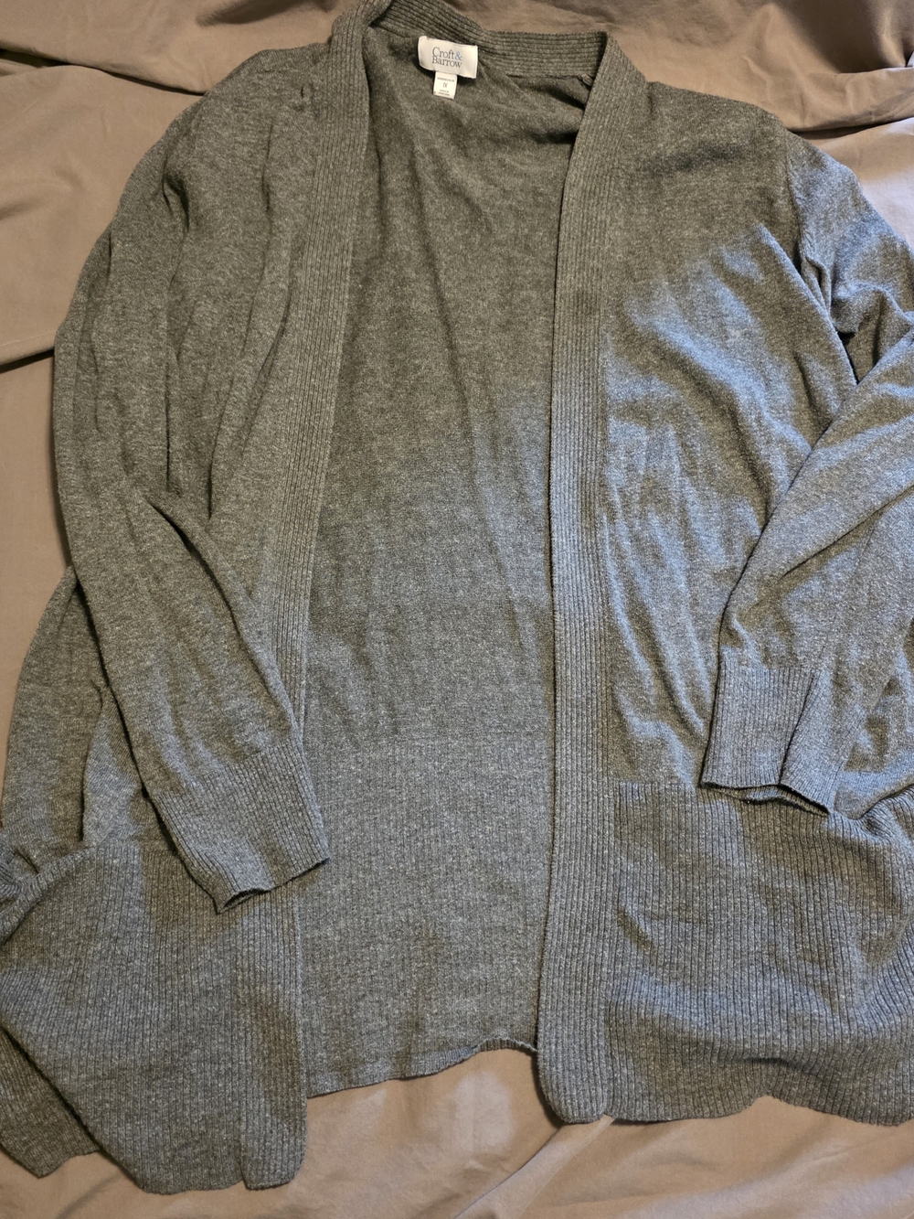 Croft & Barrow Gray Open-Front Women’s Sweater Cardigan